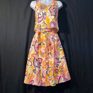 Julie Brown bright rayon/linen paisley 2-piece midi skirt set-NWT-button missing